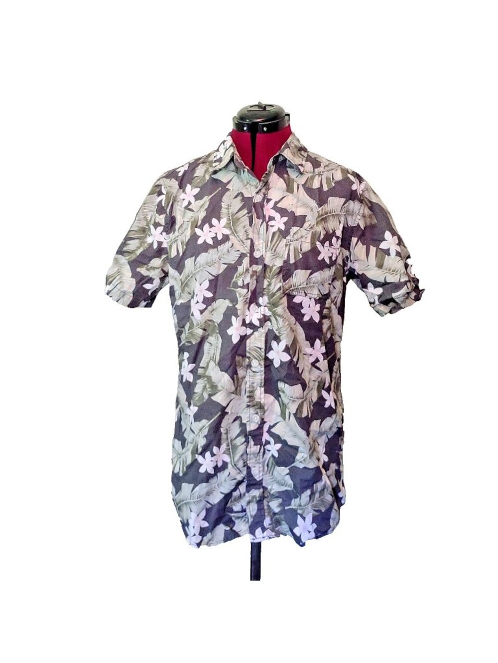 PacSun Men’s Hawaiian Camp Shirt Medium Multicolor Floral Pocket Curved Hem